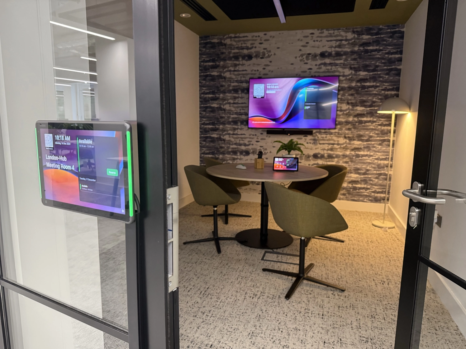 Perkbox meeting room featuring Yealink video conferencing system.