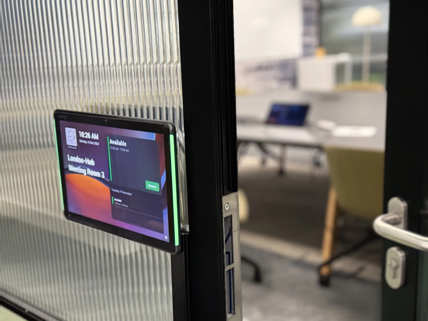 Perkbox meeting room featuring Yealink video conferencing system.